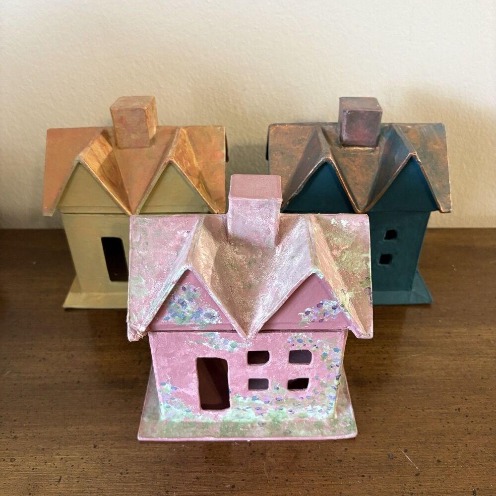 Vintage Paper Mache Houses With Lids Crafts Crafting Holiday Village Cottage